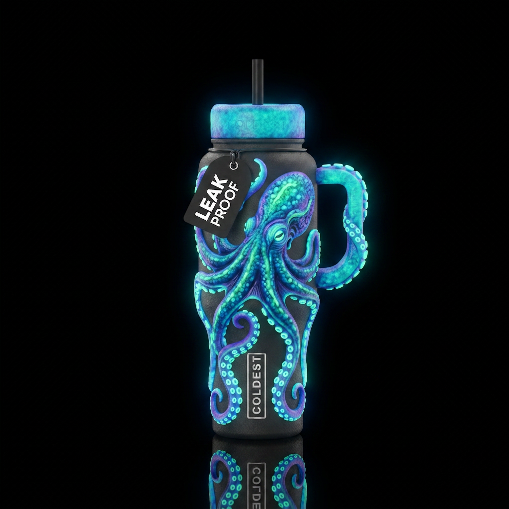 glowie,, octopus water bottle design