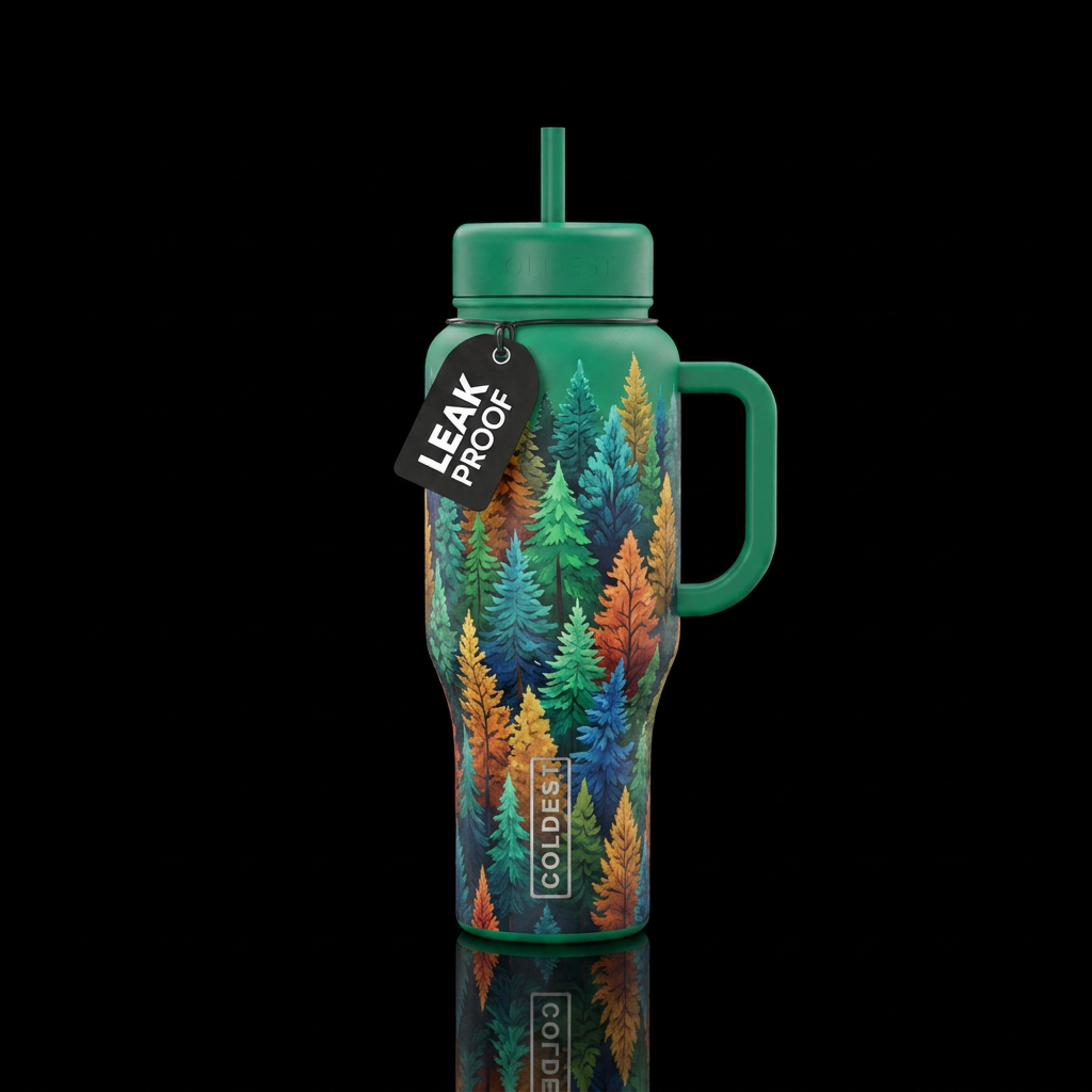 trees water bottle design