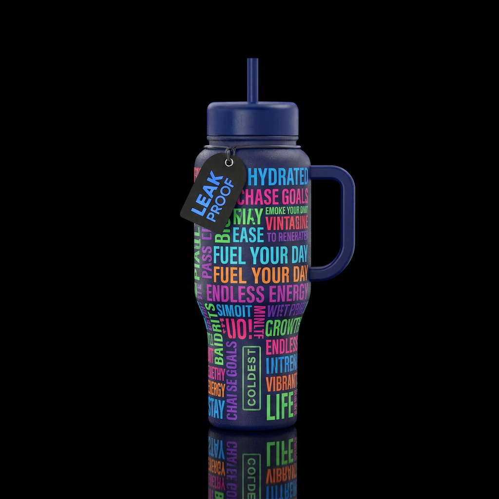 typography water bottle design