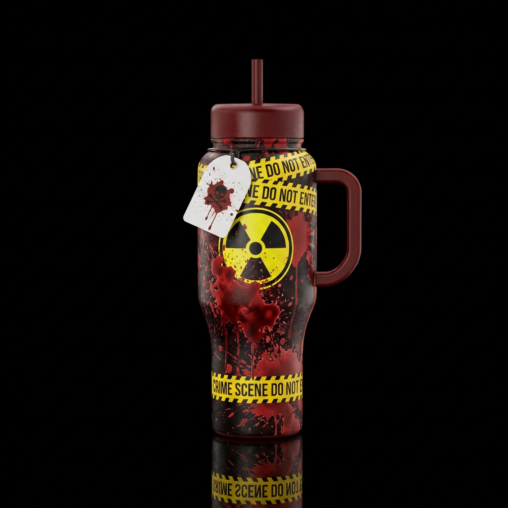 Radioactive, blood splatter, crime scene do not en... water bottle design