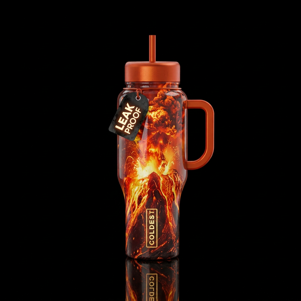 firery, explosive, glowie water bottle design