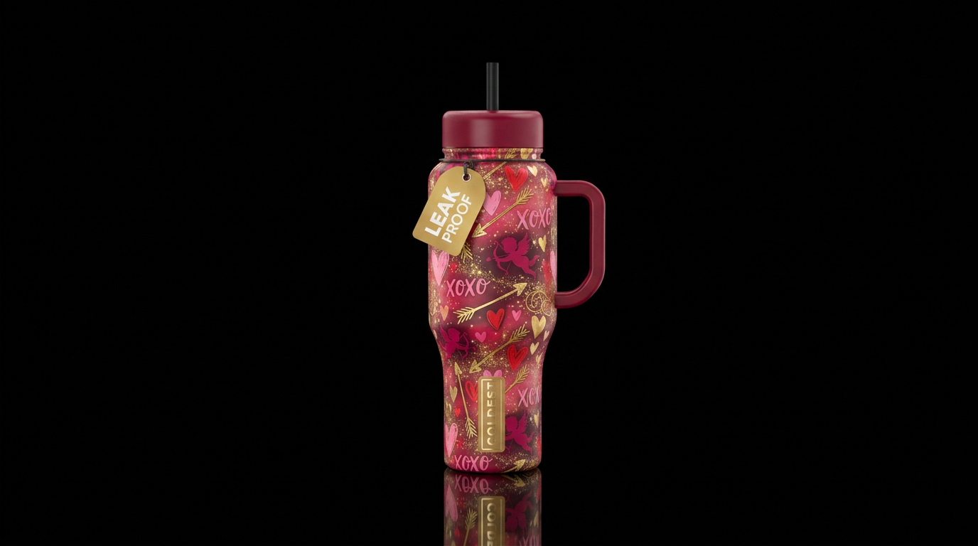 magical, Cupid, hearts,xoxo water bottle design