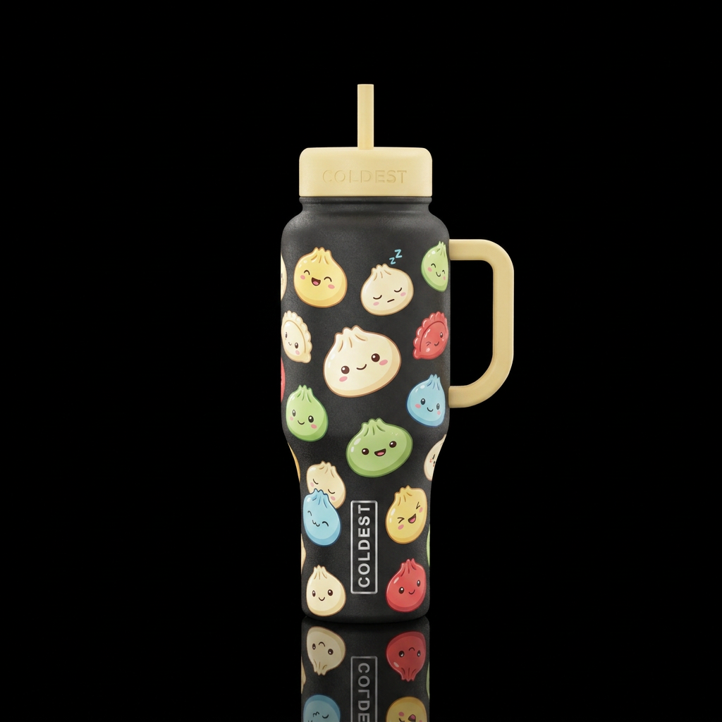 Squishy dumplings water bottle design