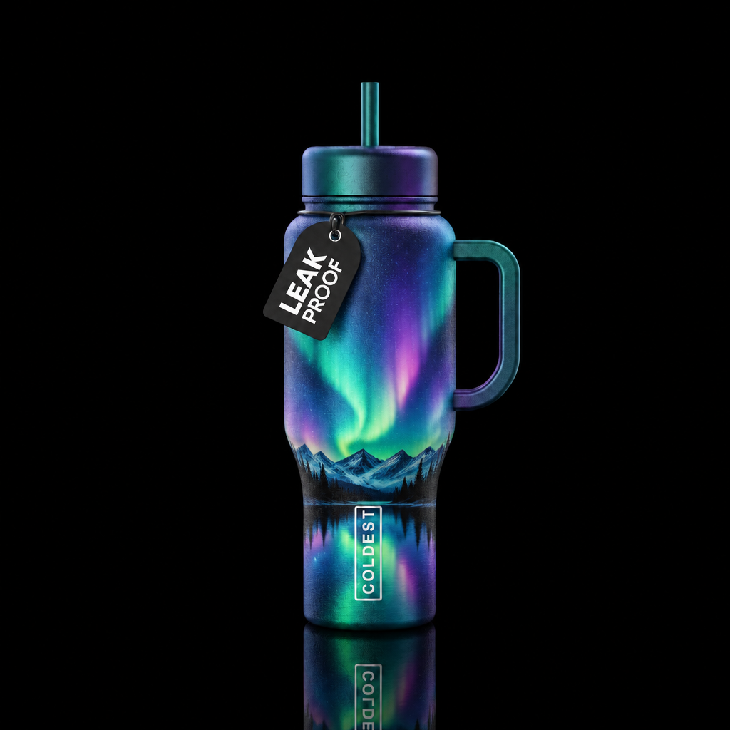 Glowie Northern Lights water bottle design