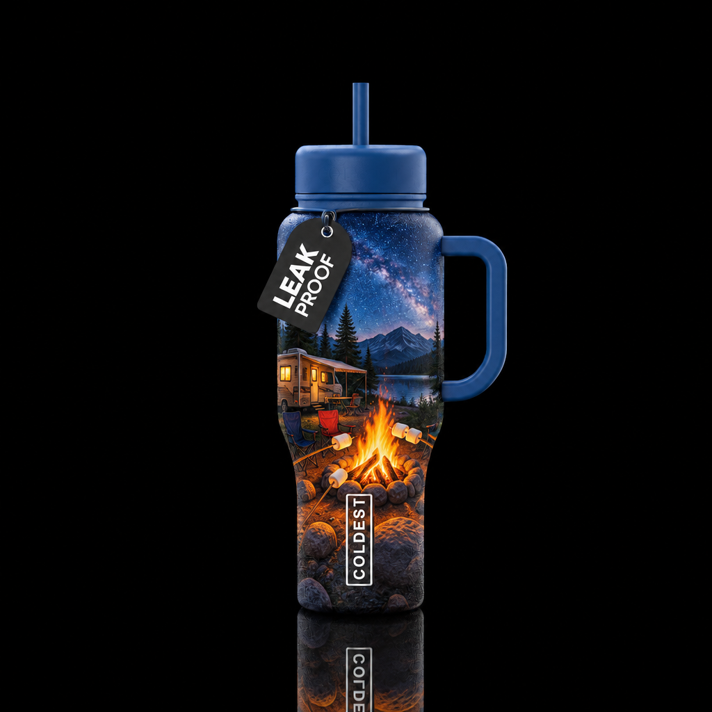 Cozy Camping water bottle design