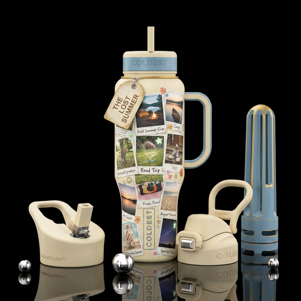 "The Lost Summer" — Vintage Polaroid Memory Collec... water bottle design