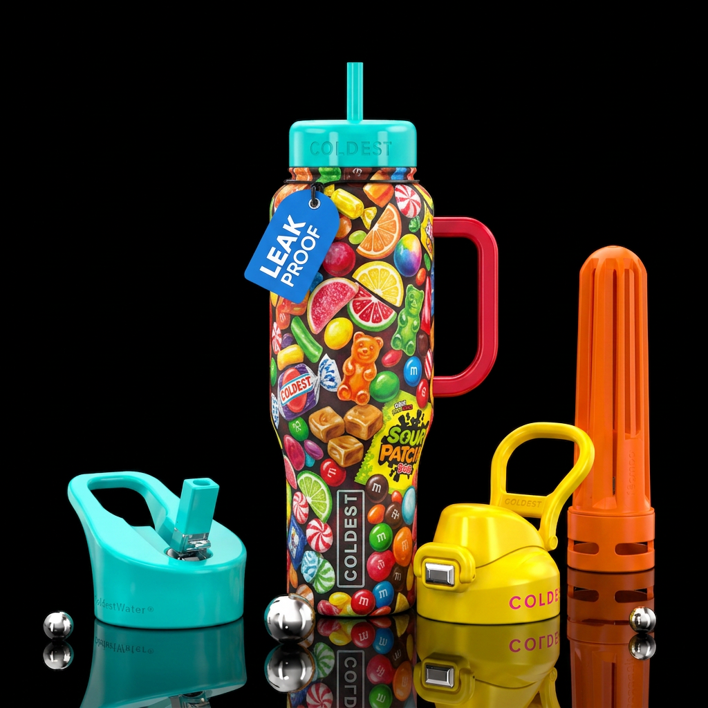Candy varieties of yesterday, vibrant colors, not ... water bottle design