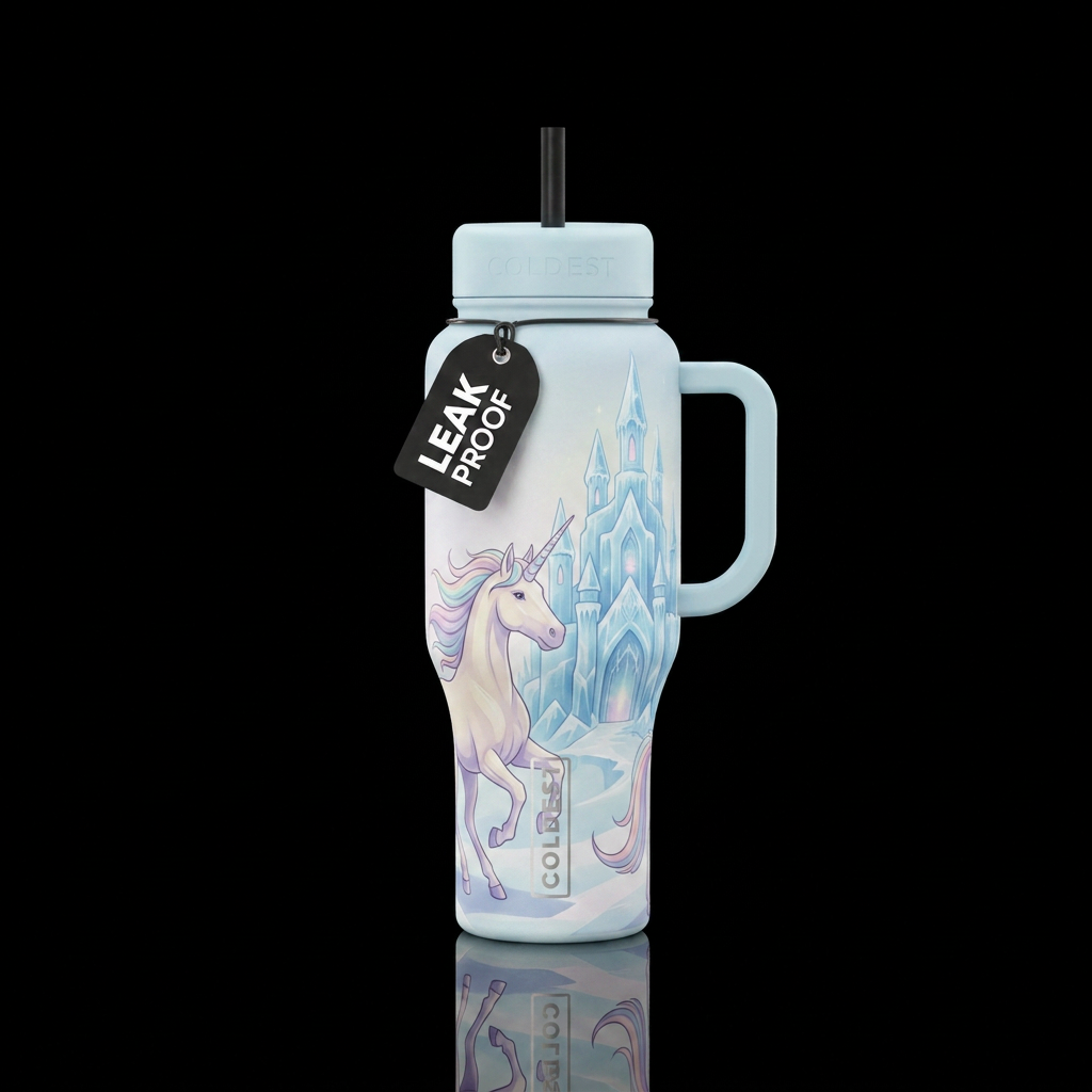 Rainbow Castel water bottle design