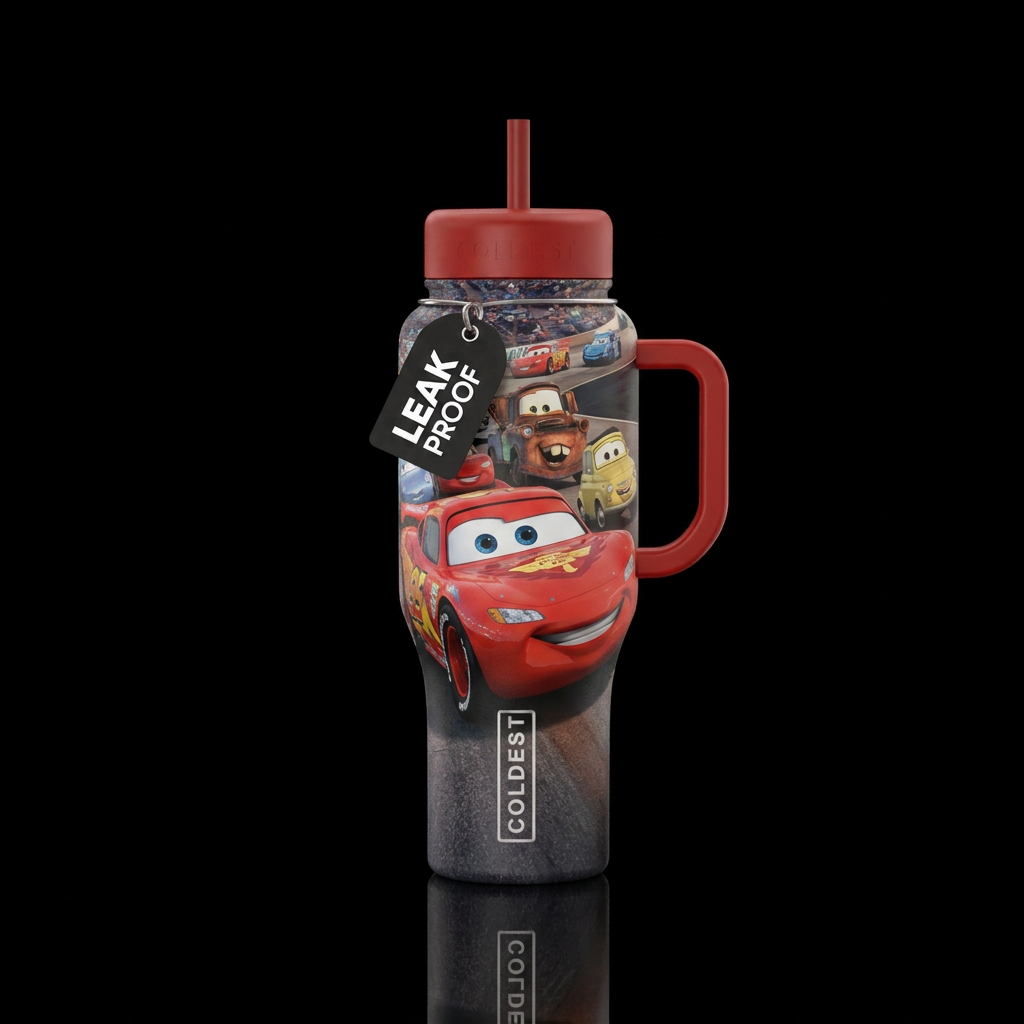 Lightning McQueen and cars water bottle design