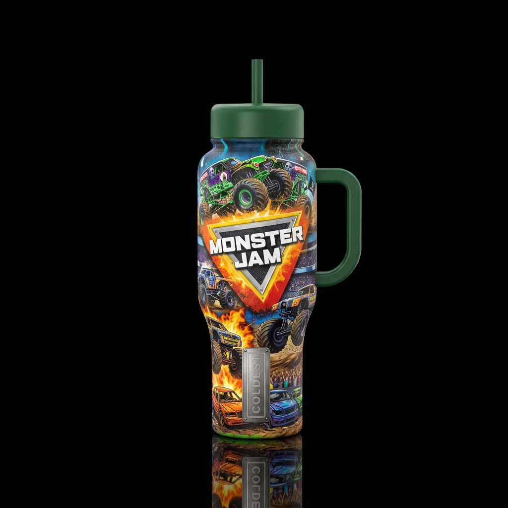 Monster jam water bottle design