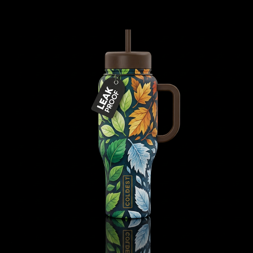 4 seasons make of the leaves that fall water bottle design