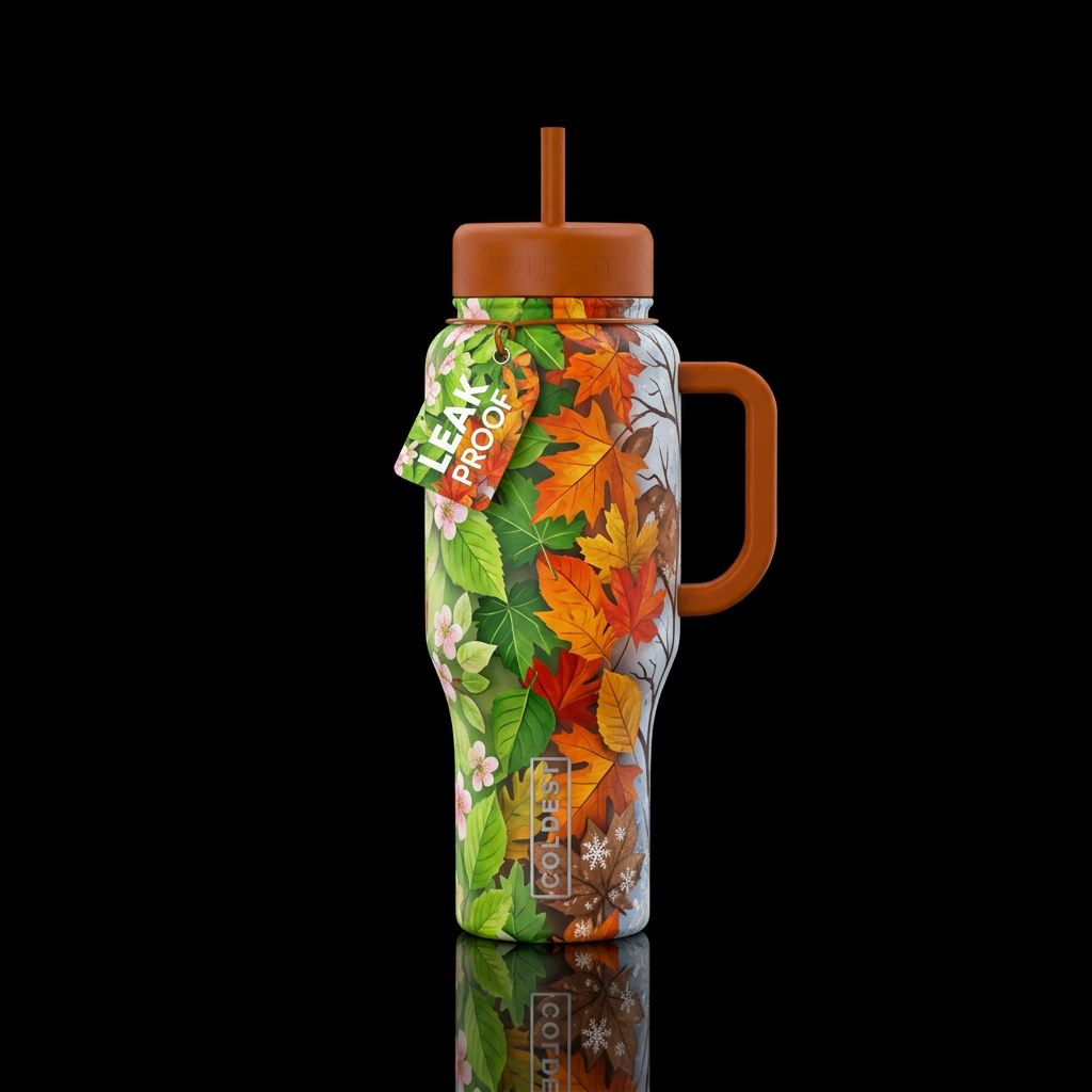 4 seasons make of the leaves that fall water bottle design
