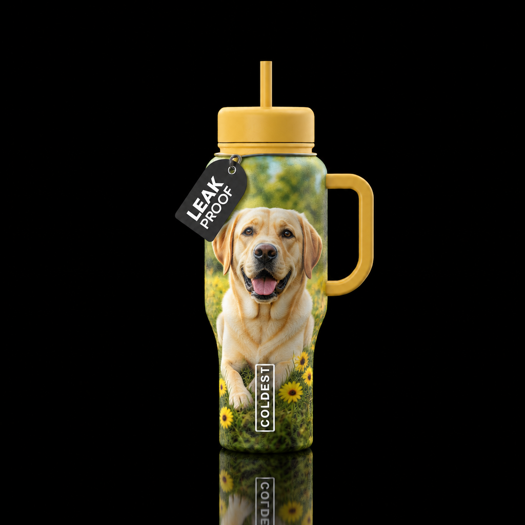 Yellow lab water bottle design