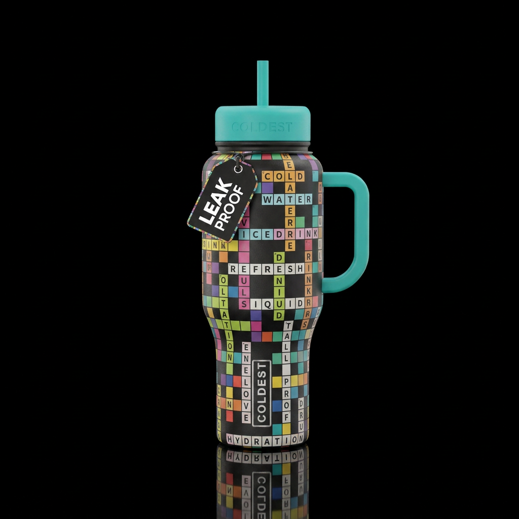 Crossword puzzle bottle water bottle design