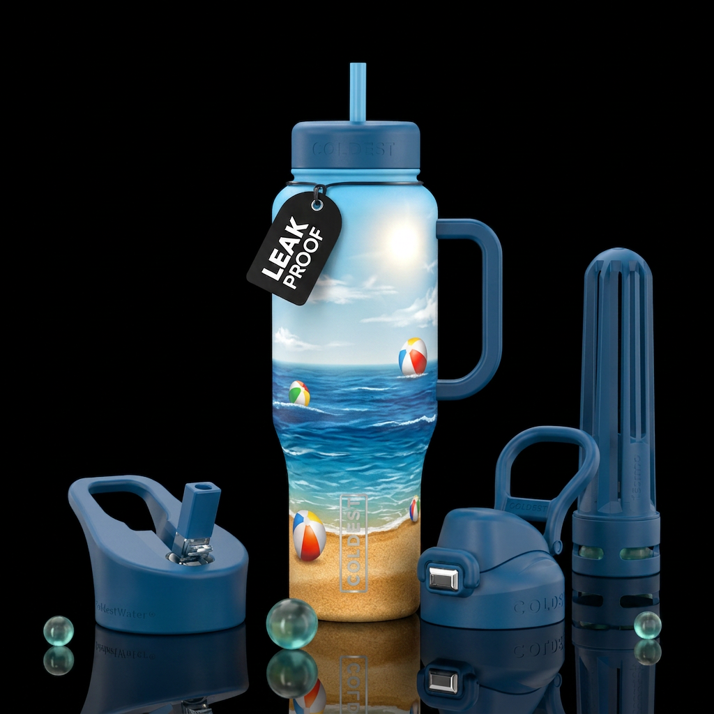 base of bottle sand  color, middle of bottle blue ... water bottle design