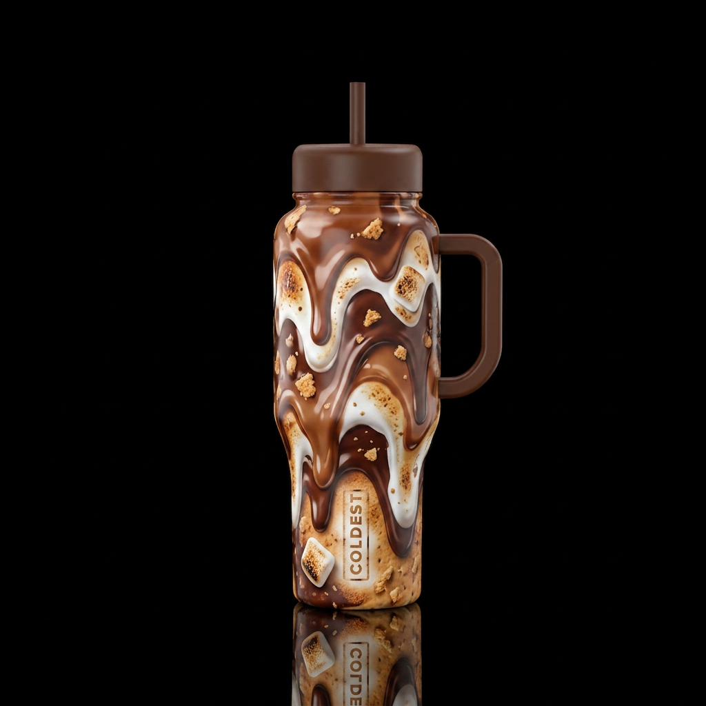 Make the cup design to look like a warm melty smor... water bottle design