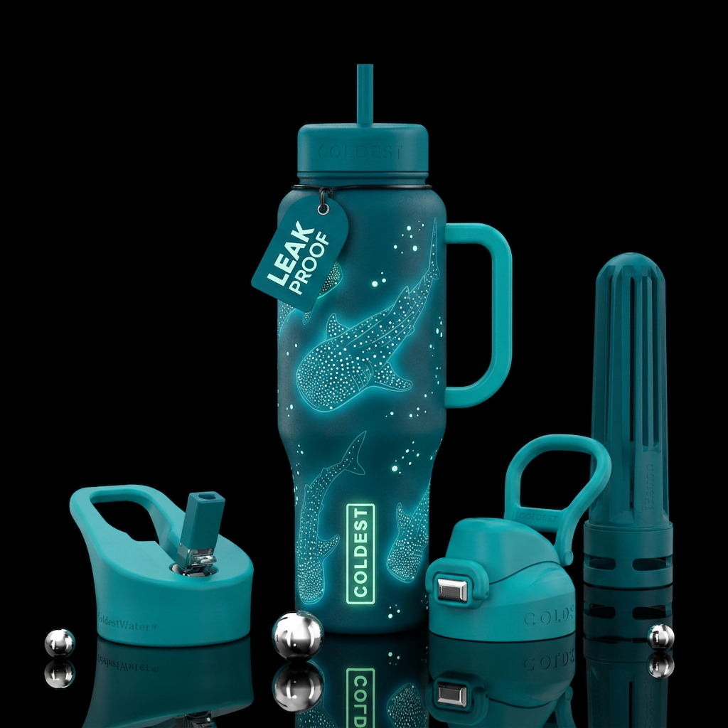 Whale shark glowie water bottle design