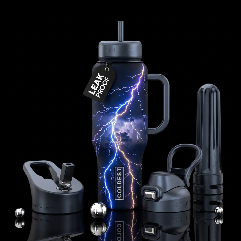 Lighting storms in a bottle water bottle design