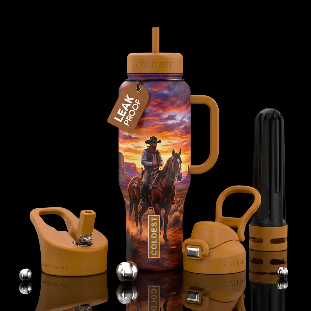 Sunset in the west water bottle design