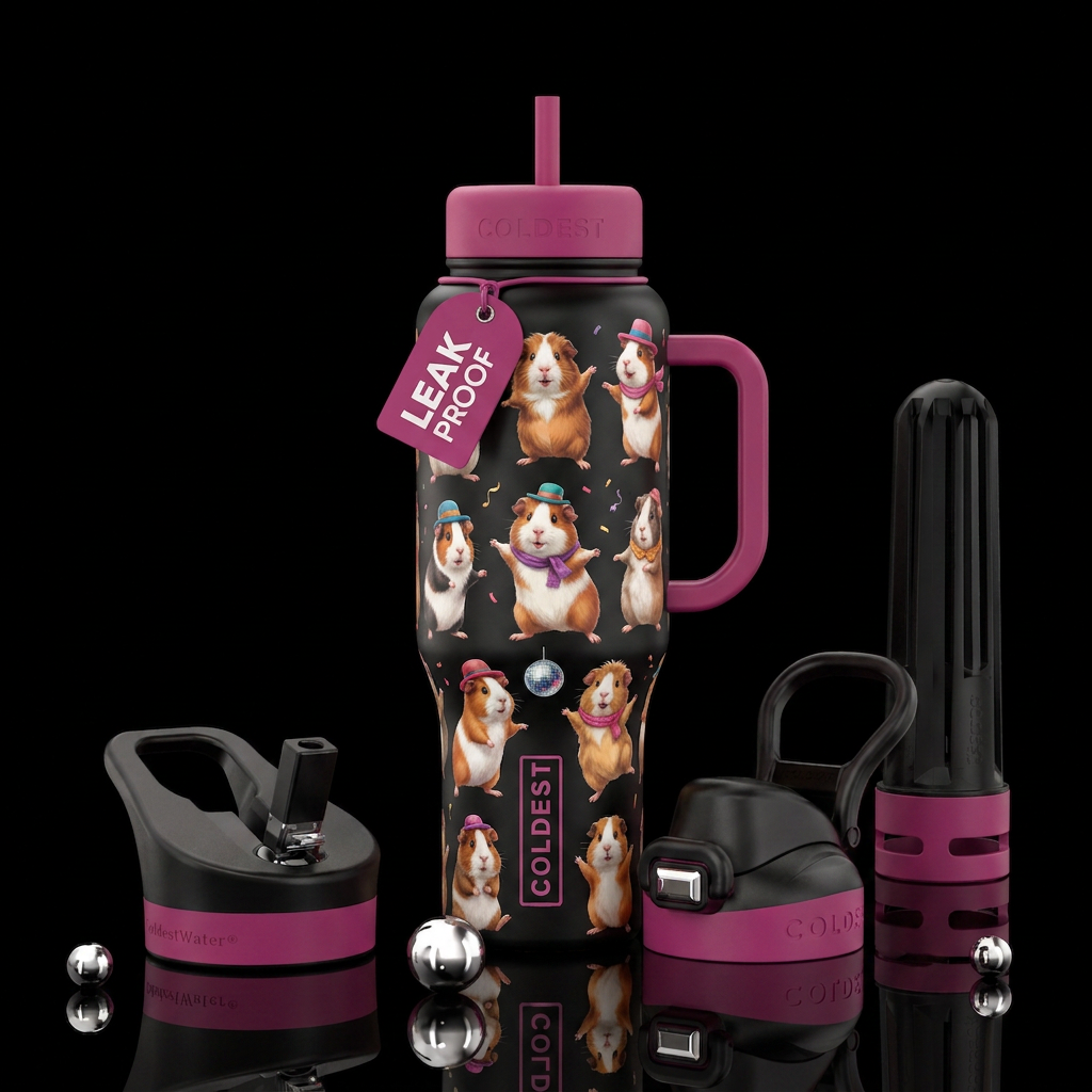 Guinea pigs dancing water bottle design