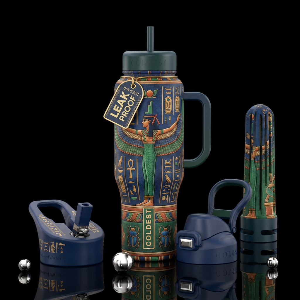 Egyptian goddess water bottle design