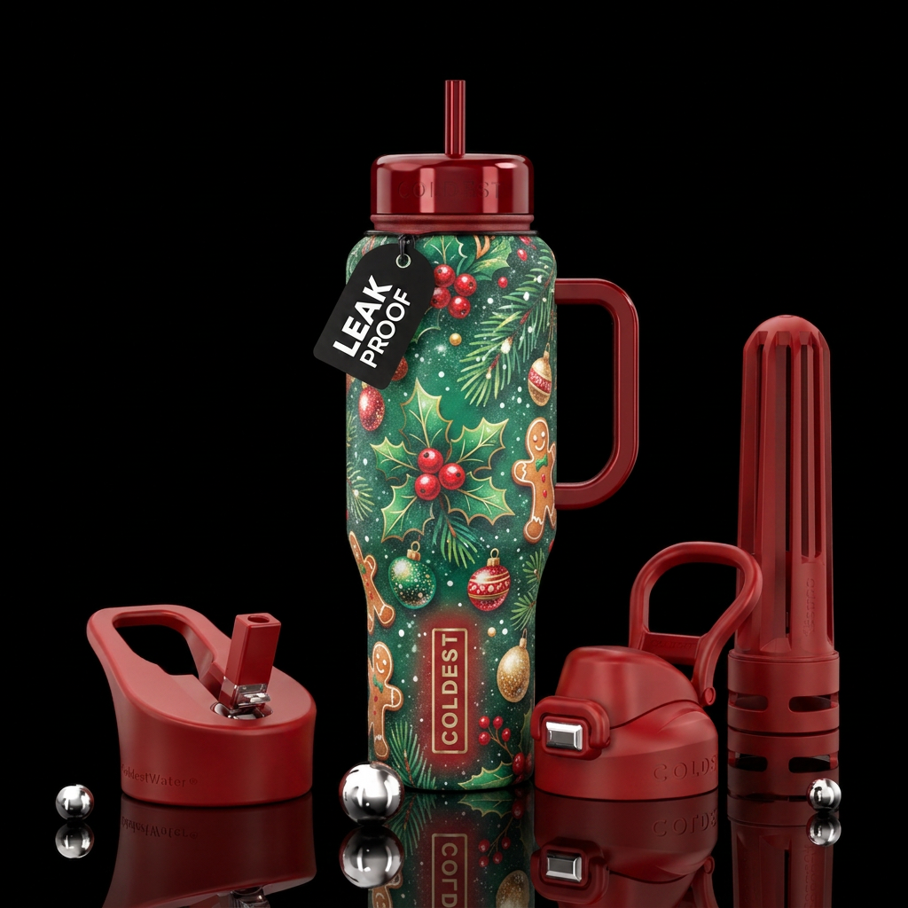 a very mistletoe Christmas water bottle design
