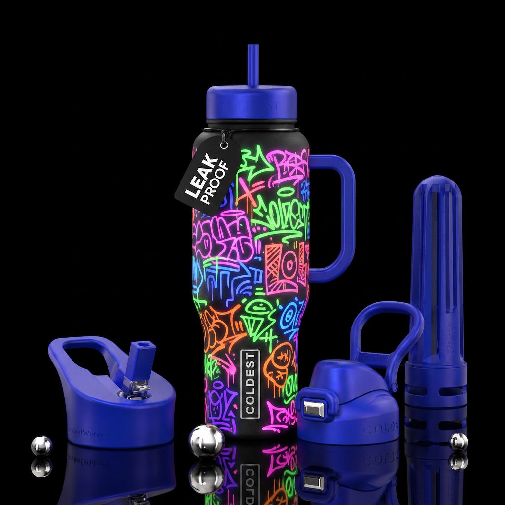 Neon glowie water bottle design