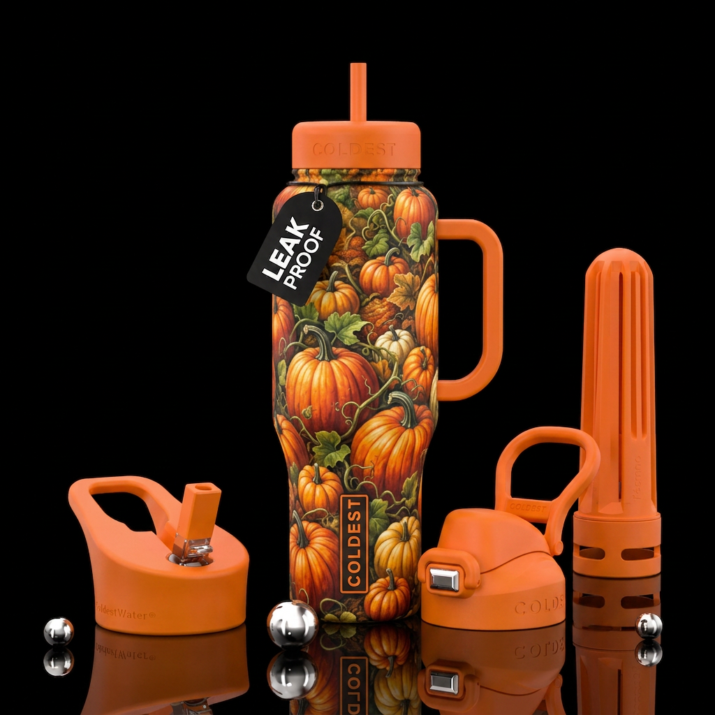 The pumpkin patch water bottle design