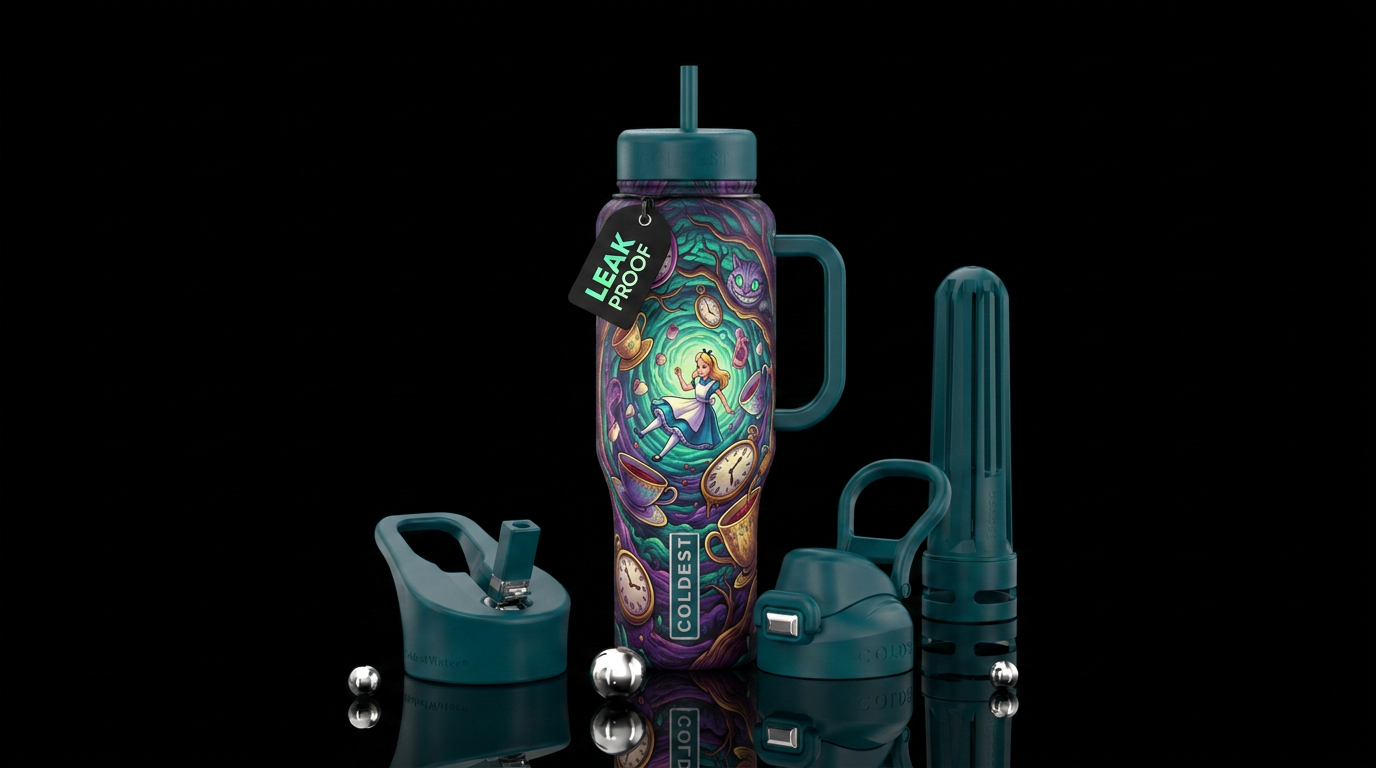 Down the rabbit hole water bottle design