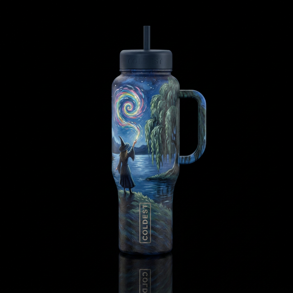 A witchful night water bottle design