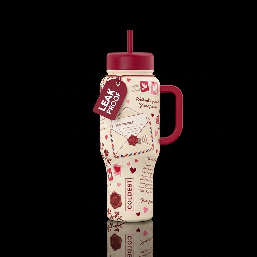 Love Letters water bottle design