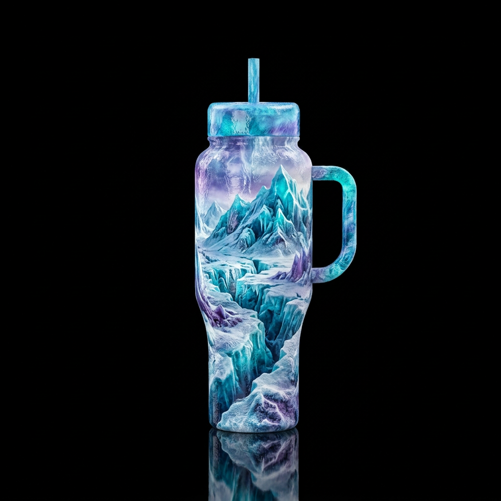 Make it look like the cup is from in a frozen wast... water bottle design