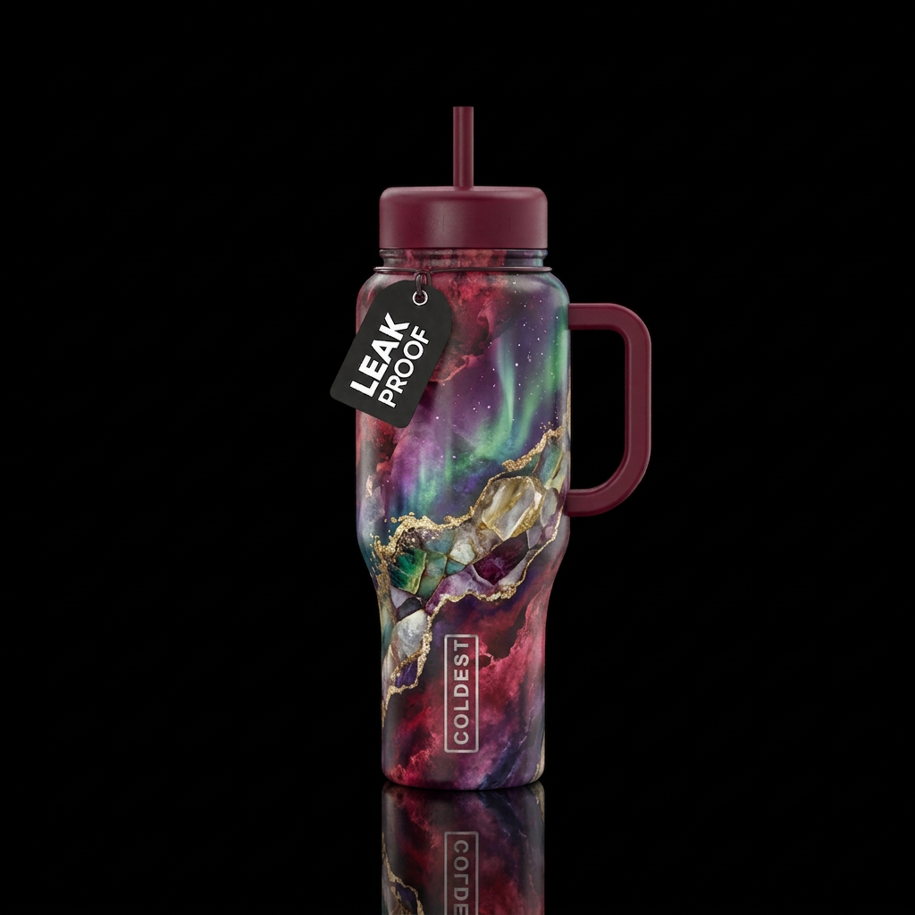 acid wash, abstract, smoke, crimson, gemstone, nor... water bottle design