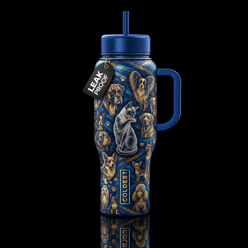 Glistening Furry Friends water bottle design