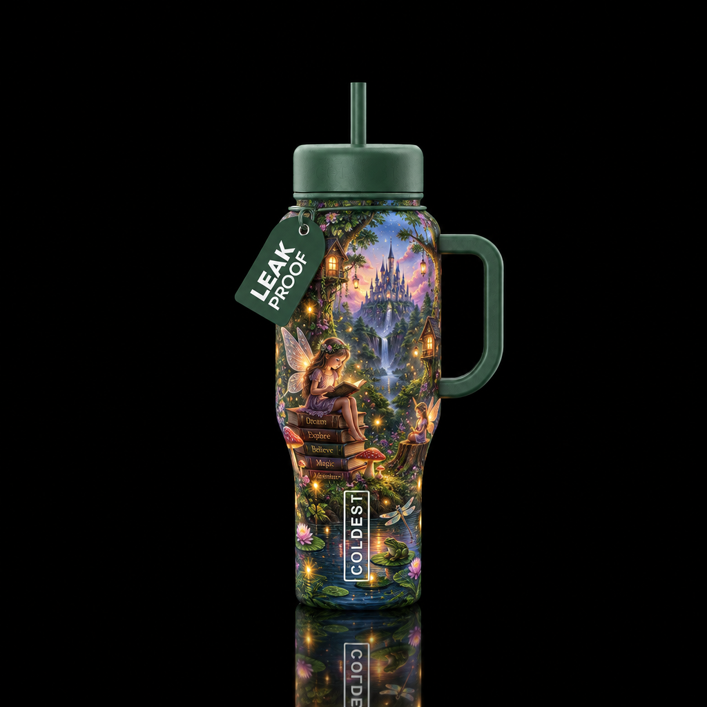 Dark Fantasy Reader water bottle design