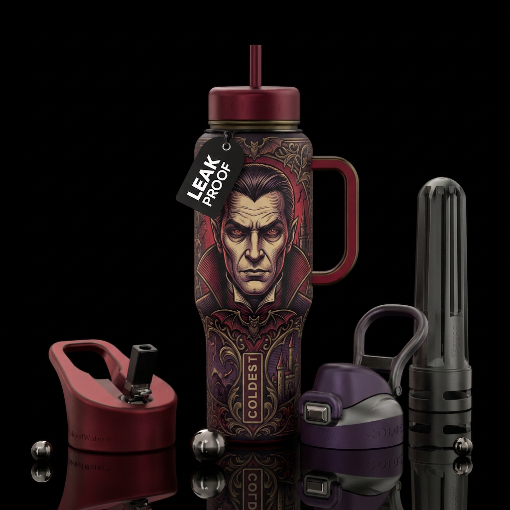 Dracula/vampire water bottle design