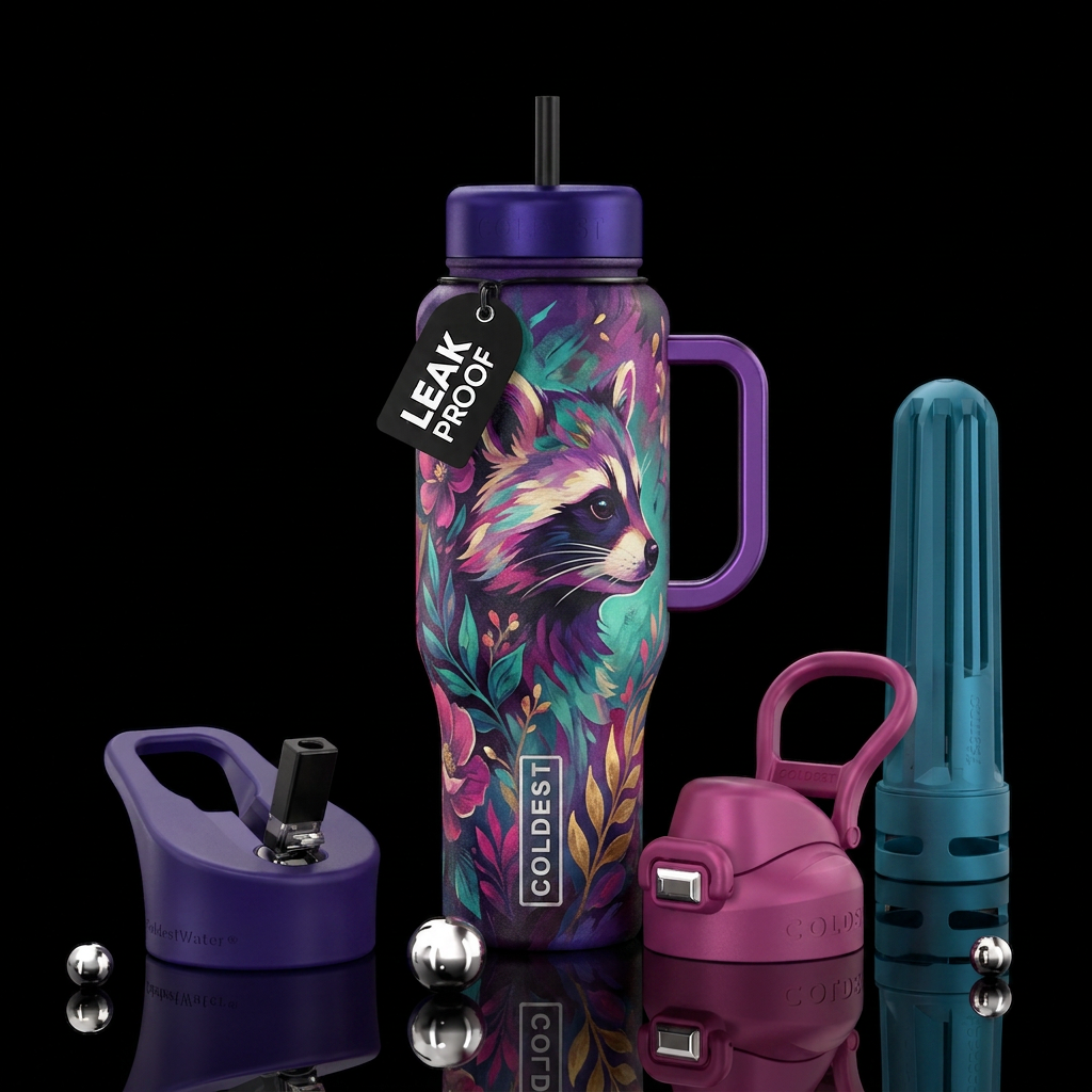 Girl racoon water bottle design