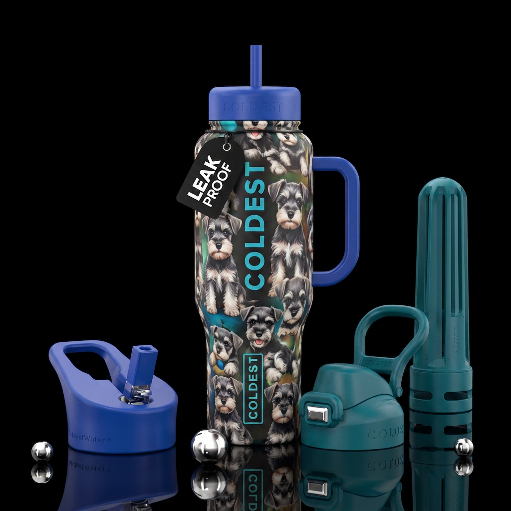 Miniature Schnauzer puppies water bottle design