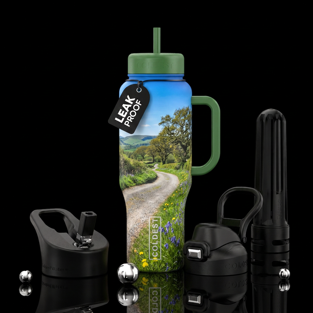 Country roads water bottle design