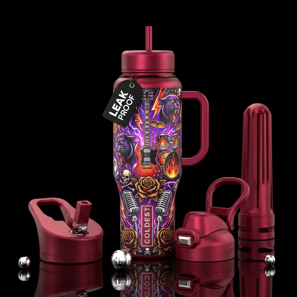 Rock and roll water bottle design