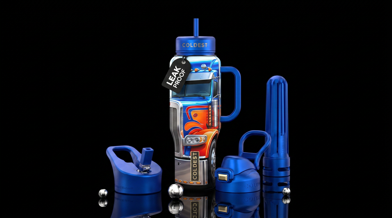 Semi trailer cab water bottle design