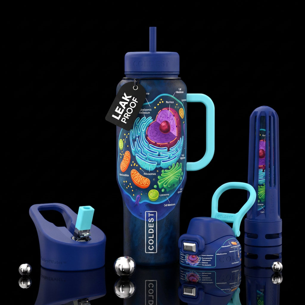 Parts of a human cell water bottle design