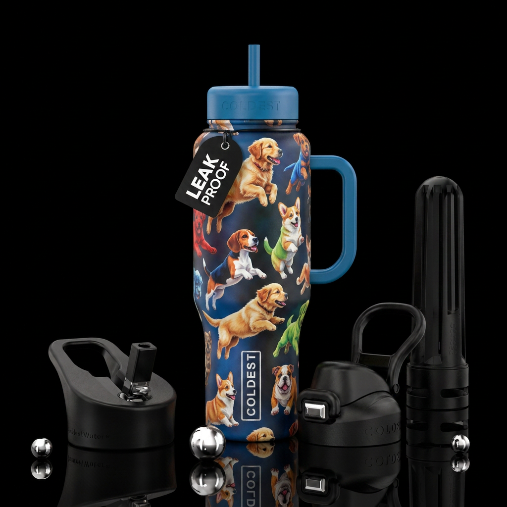 Jumping puppies water bottle design
