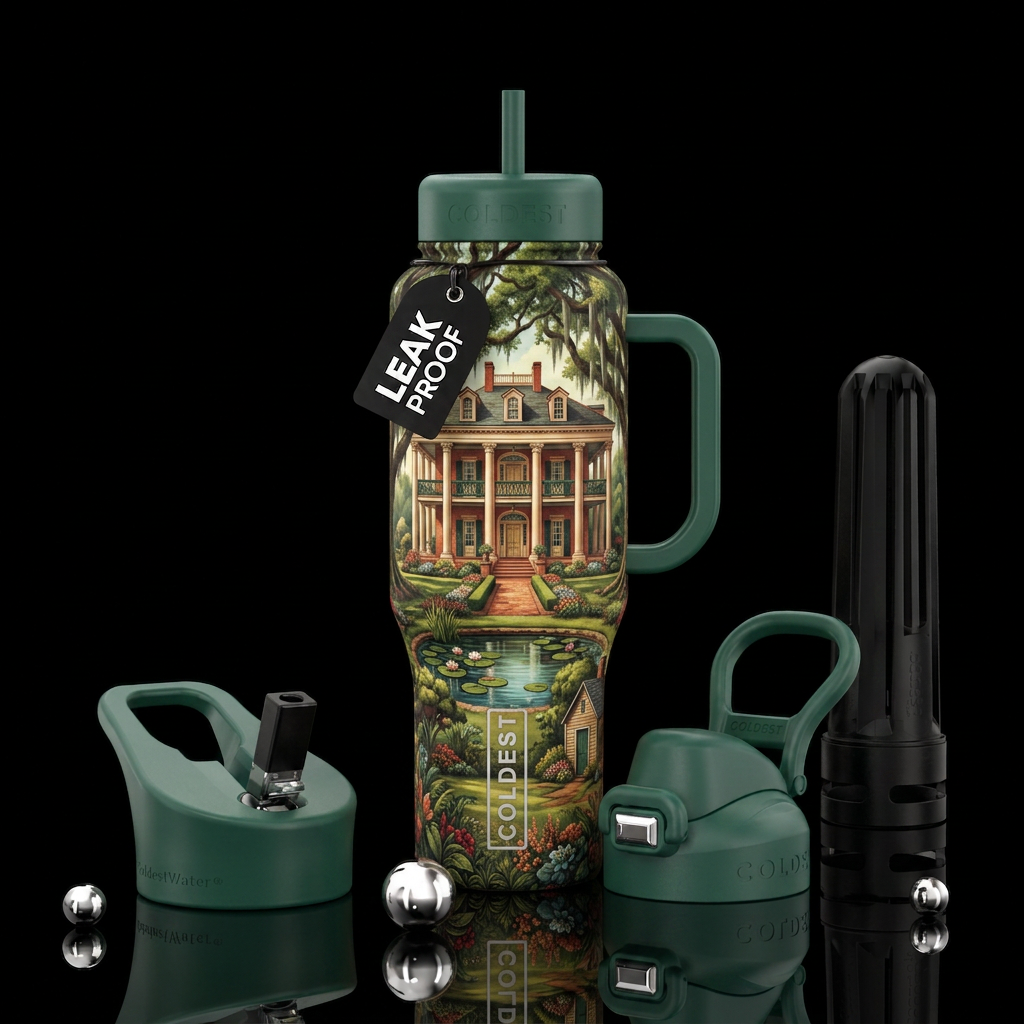 Old Victorian plantation water bottle design