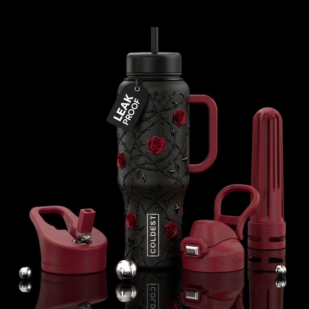 Every rose has its thorns water bottle design