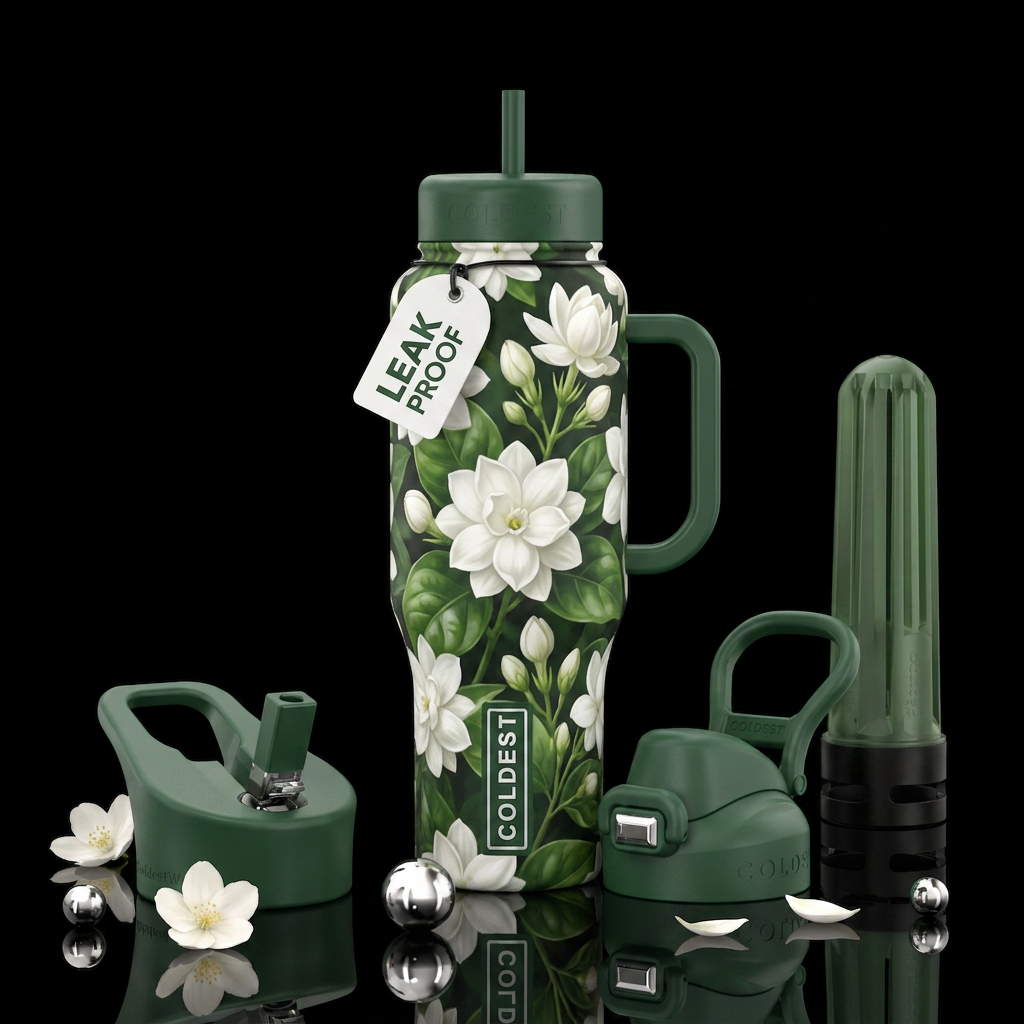 Jasmine in full bloom water bottle design