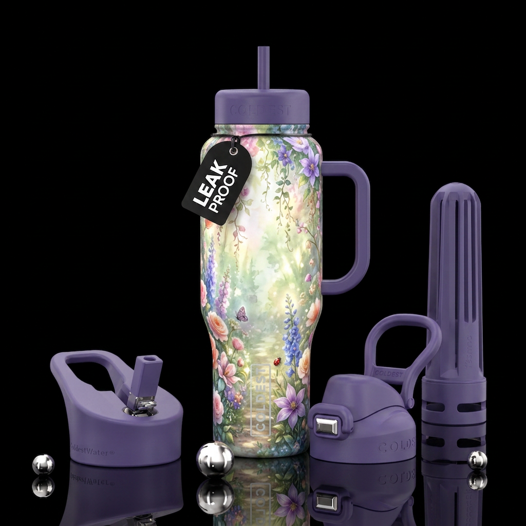 dreamy, garden water bottle design