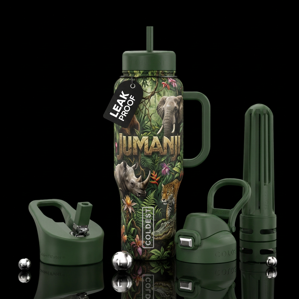 Jumanji water bottle design