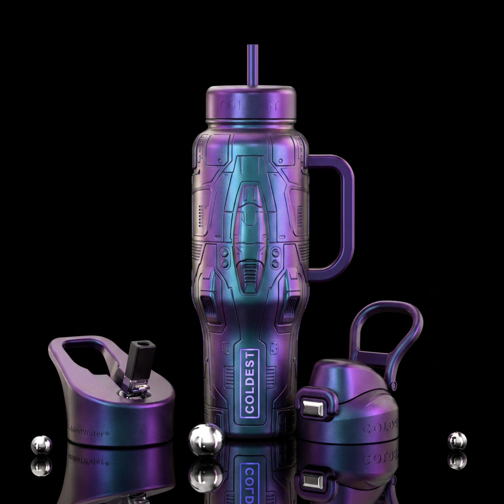duochrome, spaceship water bottle design