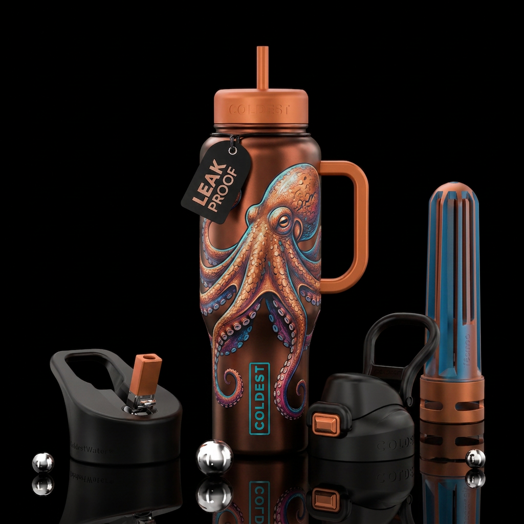 giant pacific octopus water bottle design